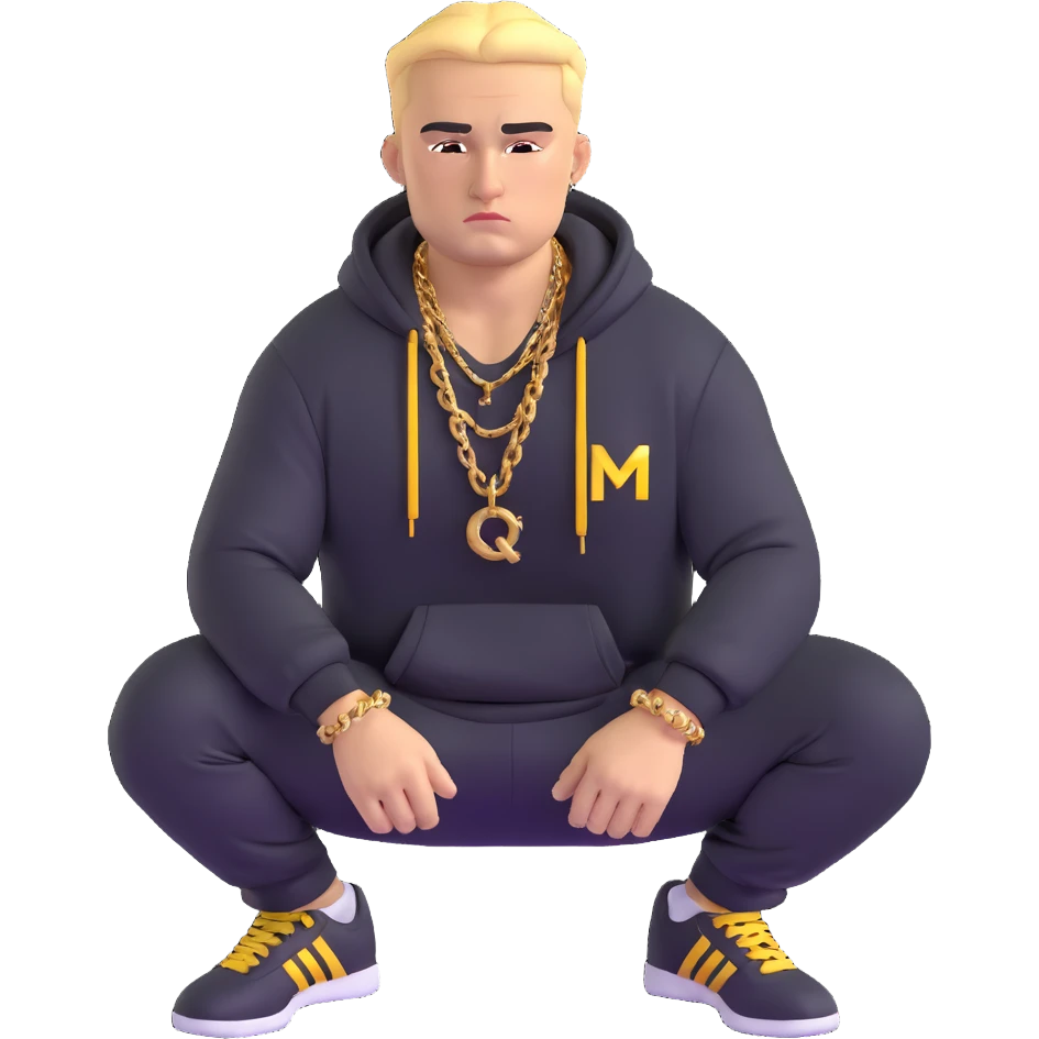 Russian gangster squatting, wearing a tracksuit and gold chain emoji