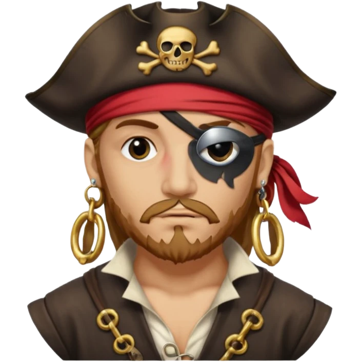 Eye patch pirate with earring, one eye covered
 emoji