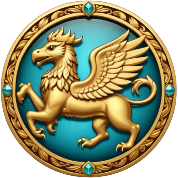 Golden griffin crest / brosch in a circle emoji