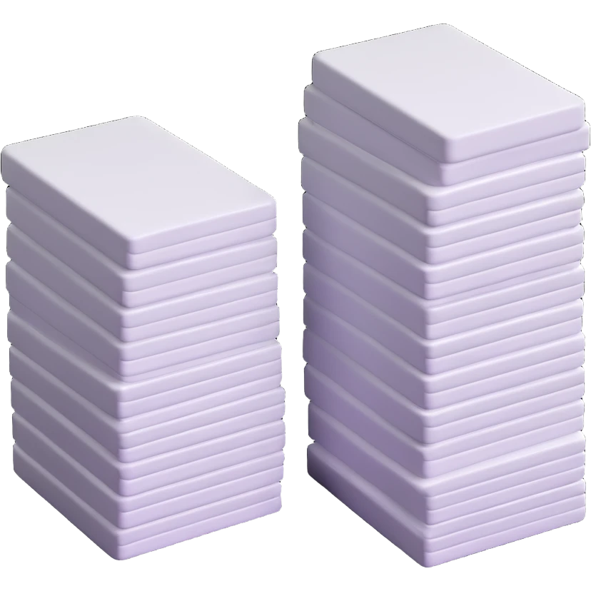 stacked white flashcards with soft shadows emoji
