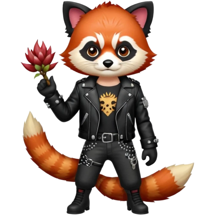 full body punk red panda with red roots and black hair emoji