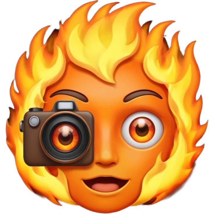fire face with camera eyes emoji