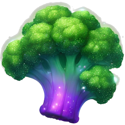 Sparkling glittering galactic broccoli emoji