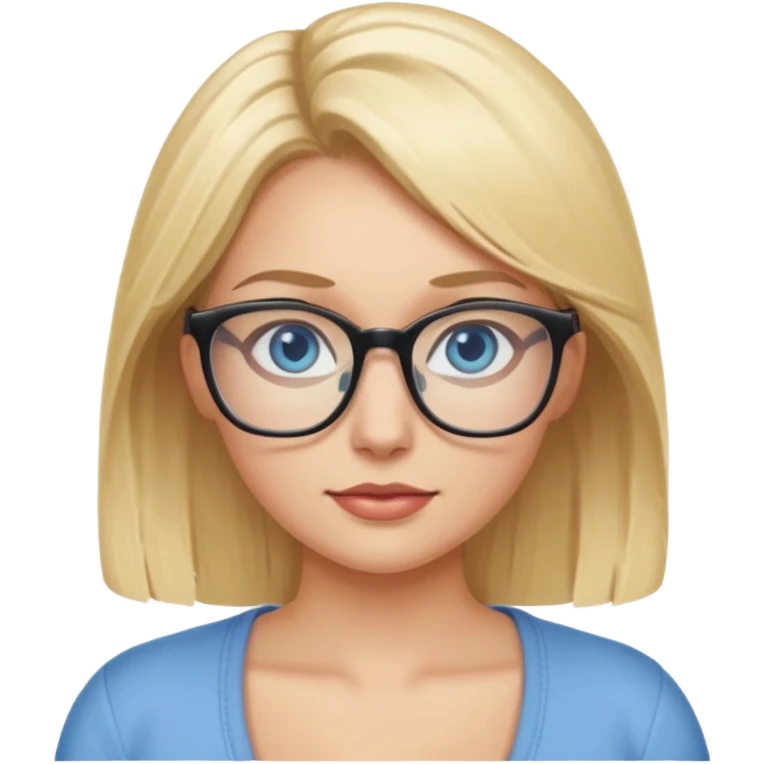 Real blonde woman with blue eyes wearing glasses and with large breasts emoji