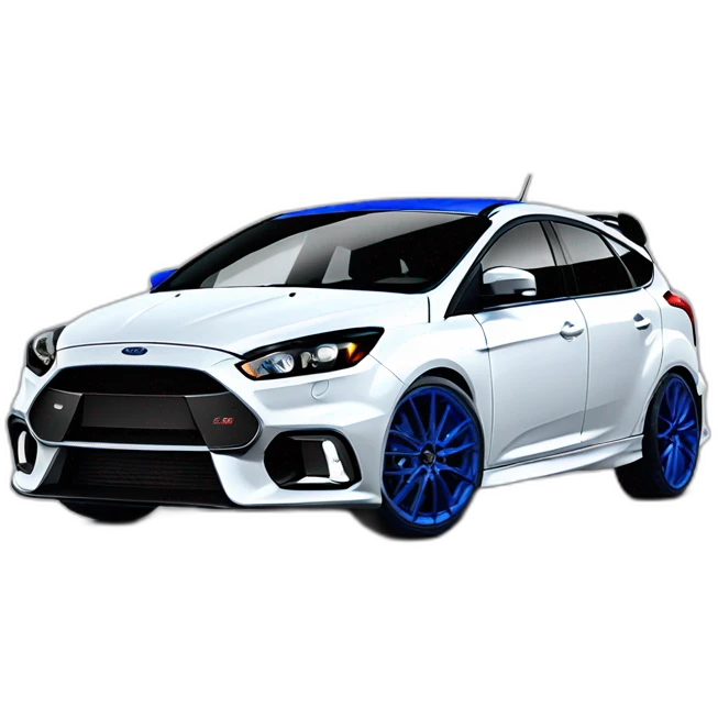 White FORD FOCUS RS with royal blue rims emoji