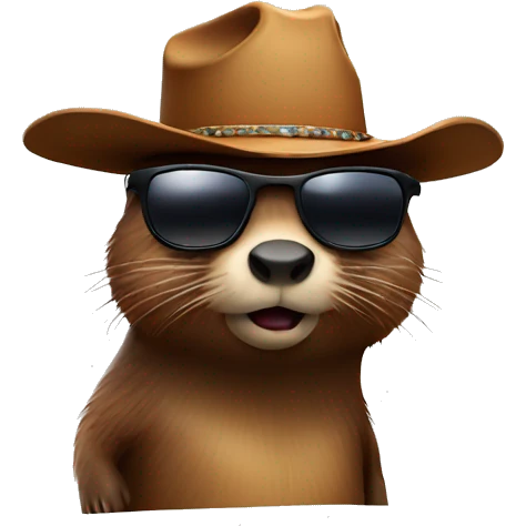 Beaver with sunglasses and cowboy head emoji