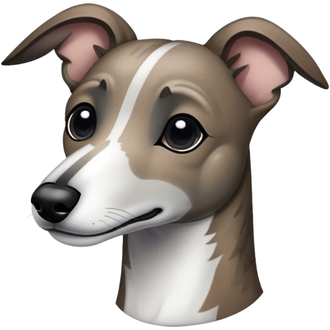 Black, white, grey brindle greyhound emoji