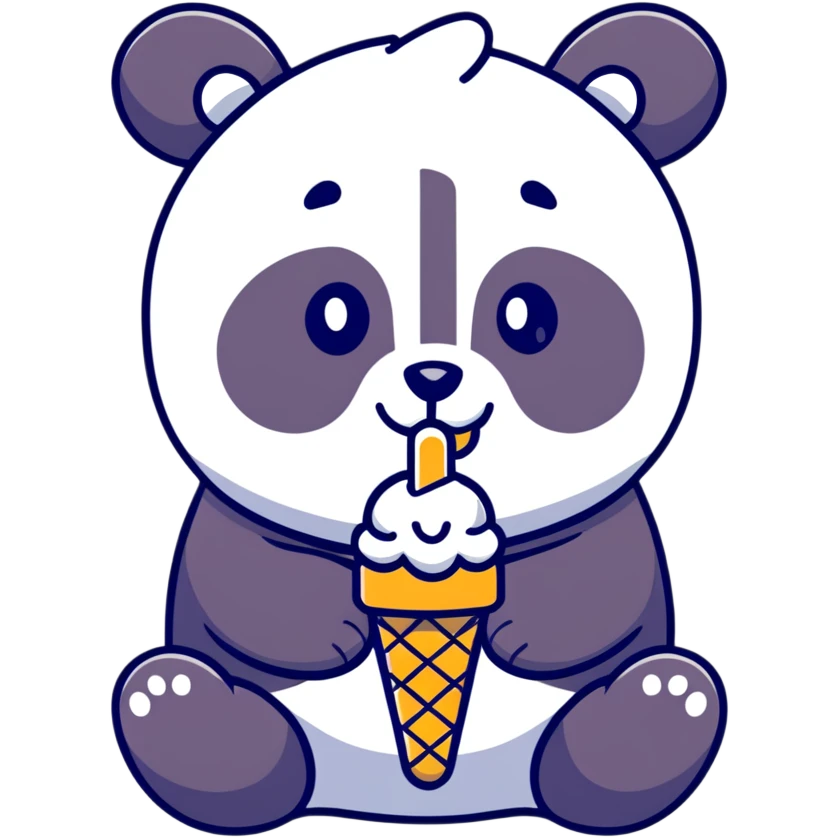 Panda eating ice cream emoji