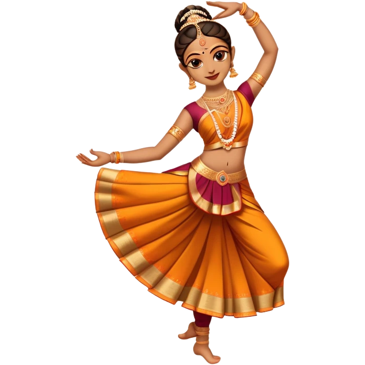 cinematic-realistic-bharatanatyam-dance-emoji,-depicted-as-an-elegant-classical-indian-dance-performance-with-graceful-poses,-intricate-costumes,-and-expressive-hand-gestures,-rendered-with-rich-textures-and-warm-dramatic-lighting, single dancer full body  emoji