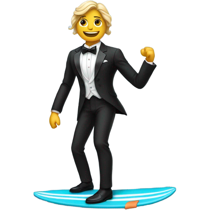 Surfer in tuxedo emoji