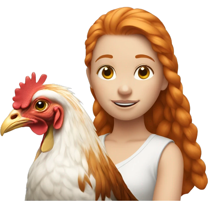 Ginger girl with a brahma hen emoji