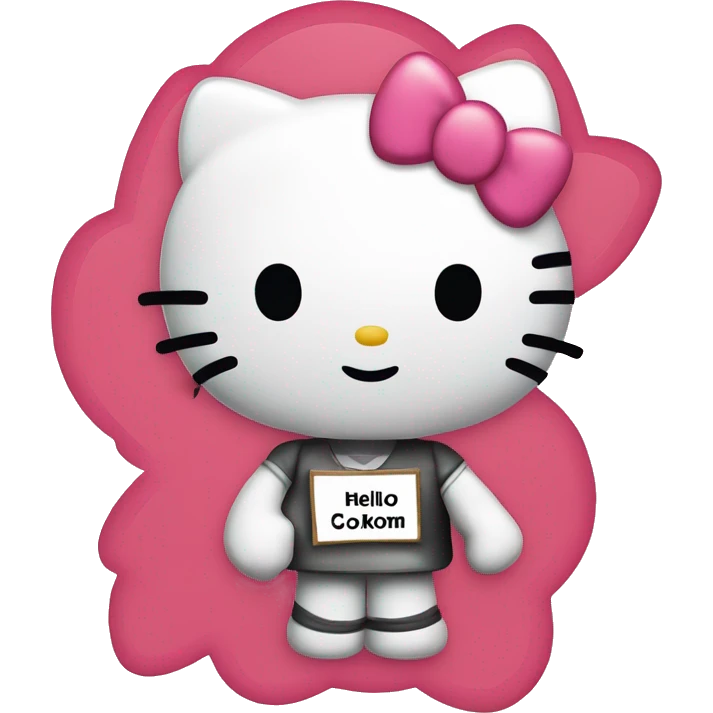 hello kitty holding a sign that says “Csókolom Mitzi” on it emoji