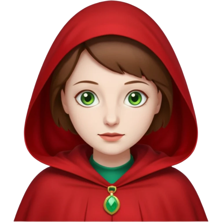 Handmaid woman with brown hair and green eyes. Only head emoji