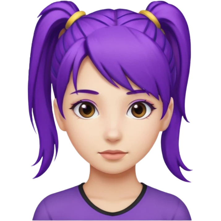 Girl with purple hair with a ponytail  emoji
