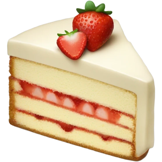 Slice vanilla cake with strawberries on top, at plate emoji