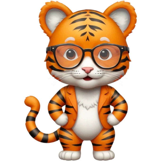 Orange Tiger cub with cool glasses., standing
 emoji