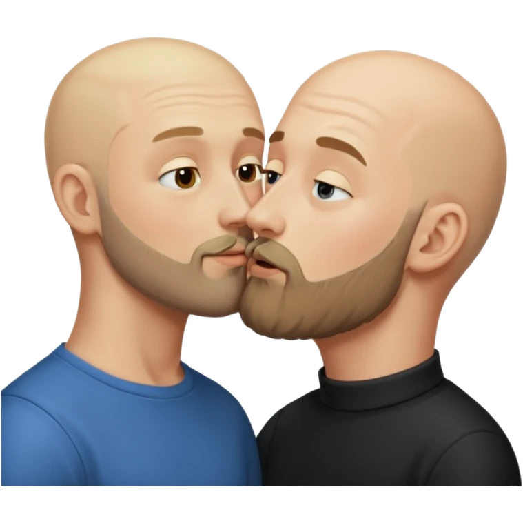 Blond man kissing bald man with a beard emoji