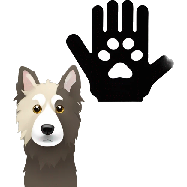 fingerless gloves and dog shadow emoji
