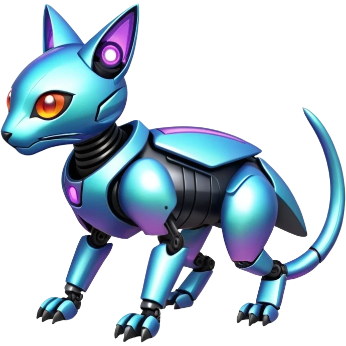  exotic tropical iridescent cyber-Protogen-Fakémon-Pokémon-Vernid-robot-feline-creature emoji
