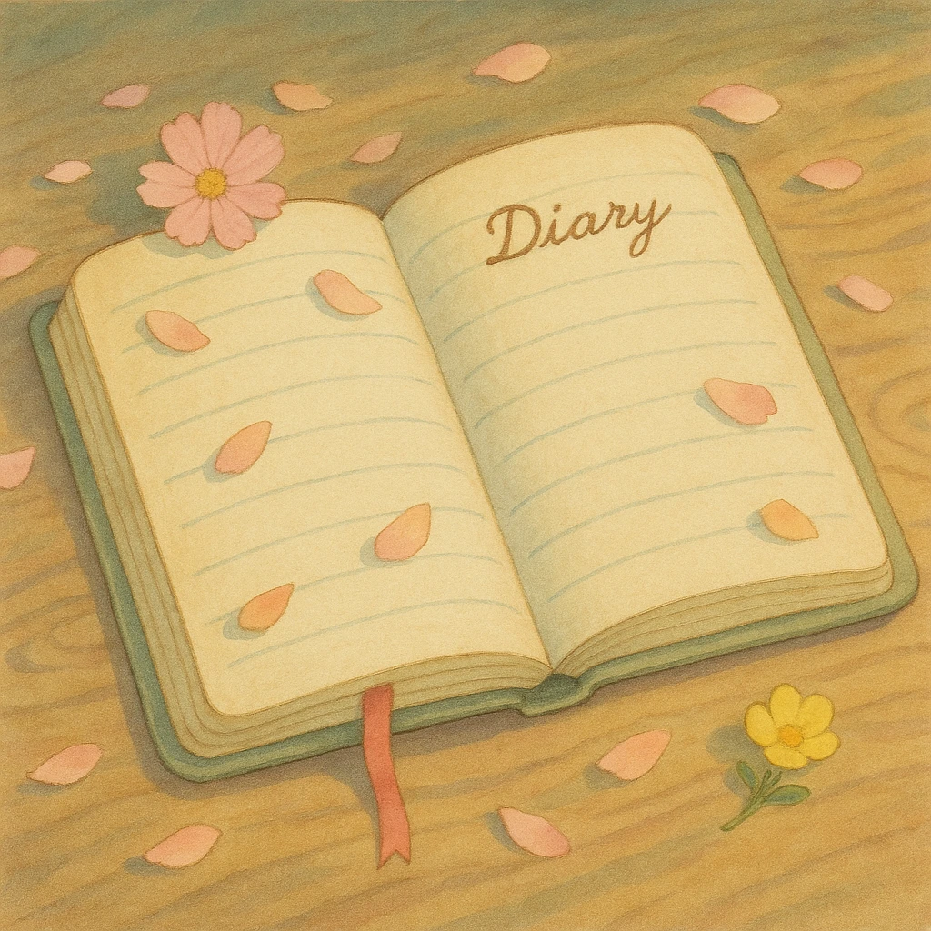 a diary, soft and whimsical, gentle colors emoji