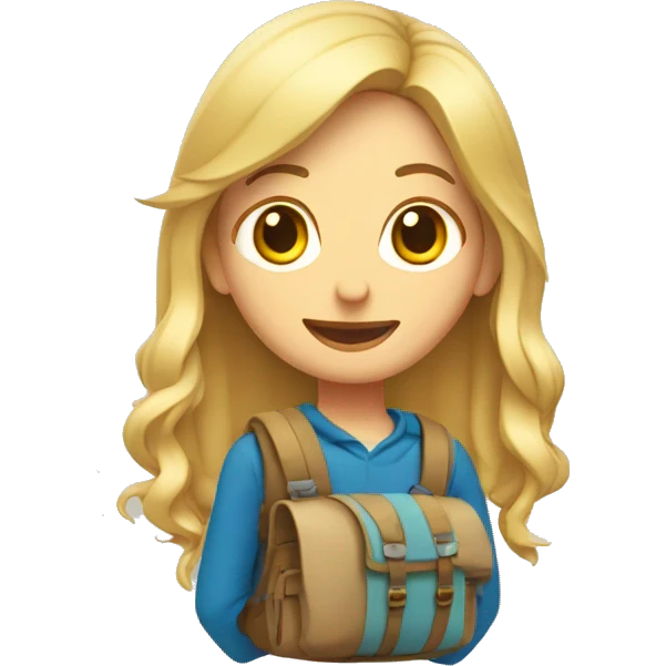 exploradora rubia con mochila  emoji