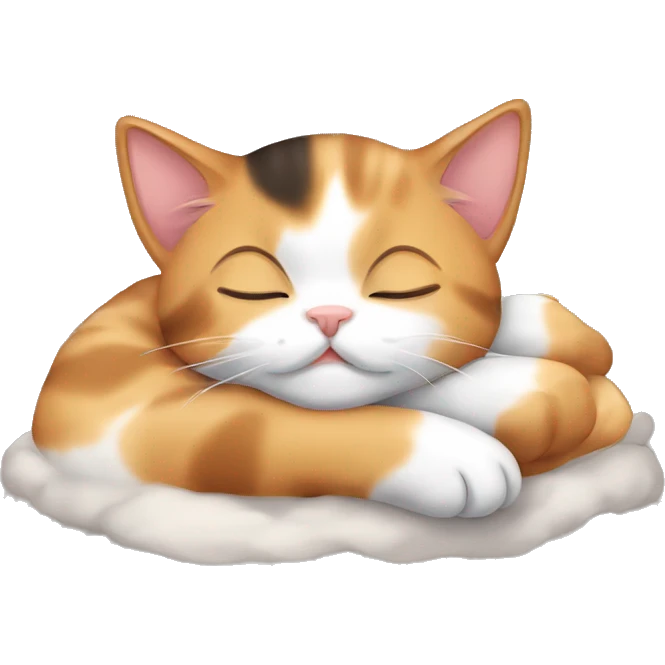 Cute calico kitten sleeping emoji