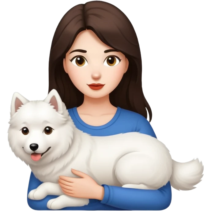 Brunette beauty and her Samoyed emoji