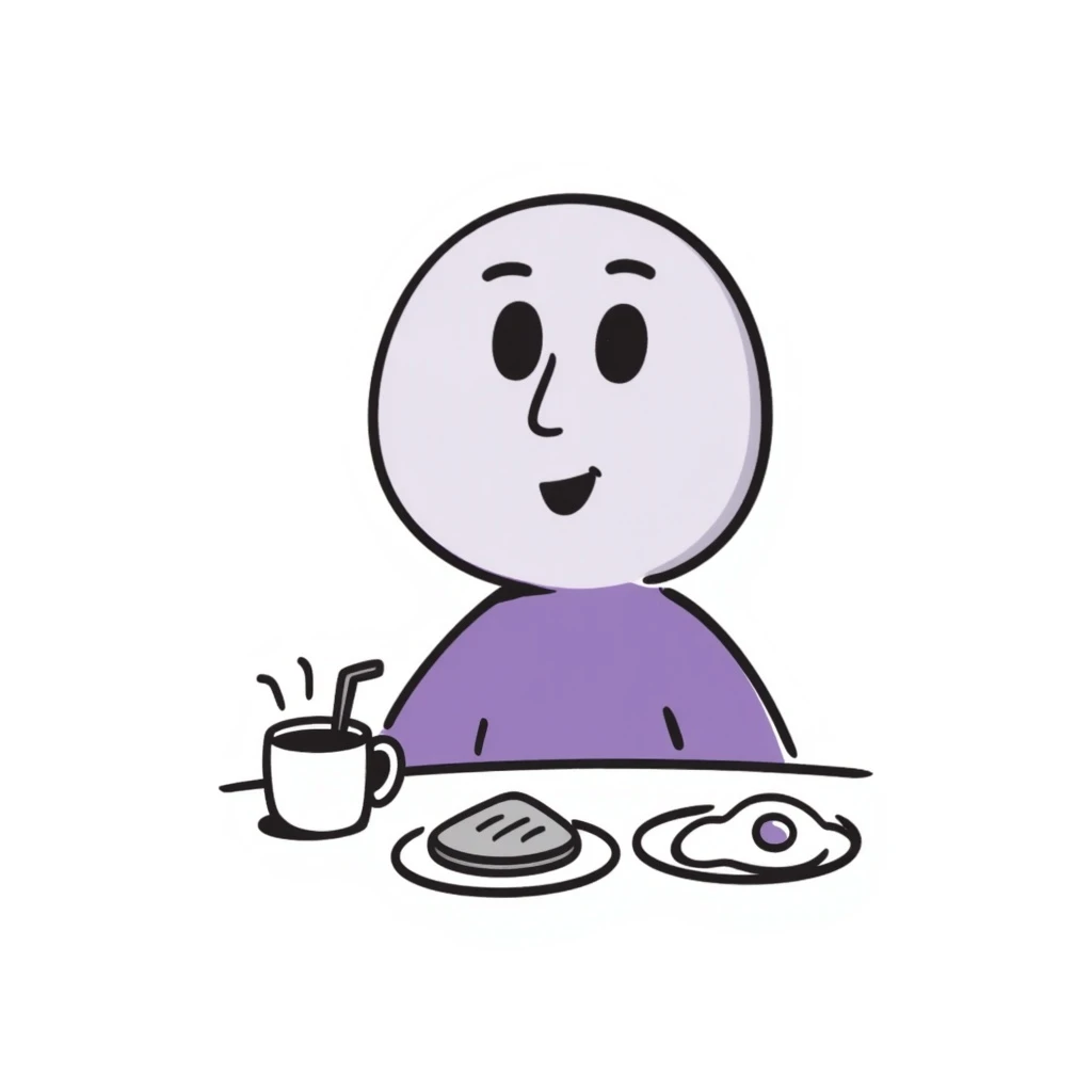 Ditto desayunando, doodle a mano alzada emoji