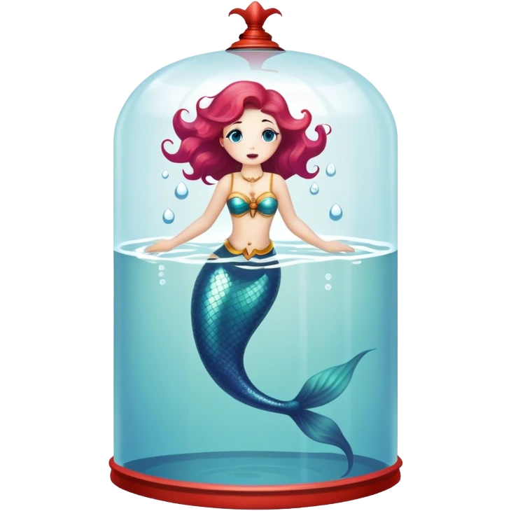 Vintage circus mermaid submerged in water tank emoji
