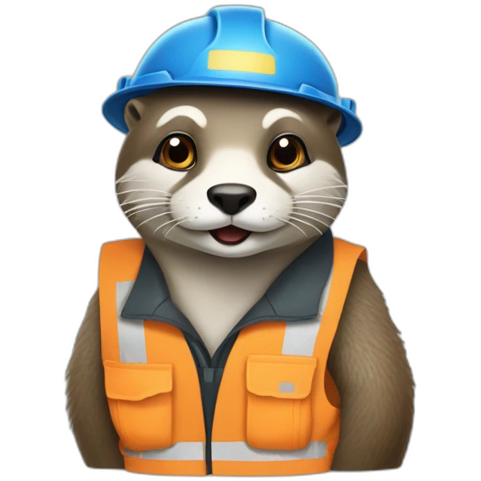 loutre avec un cône de travaux emoji