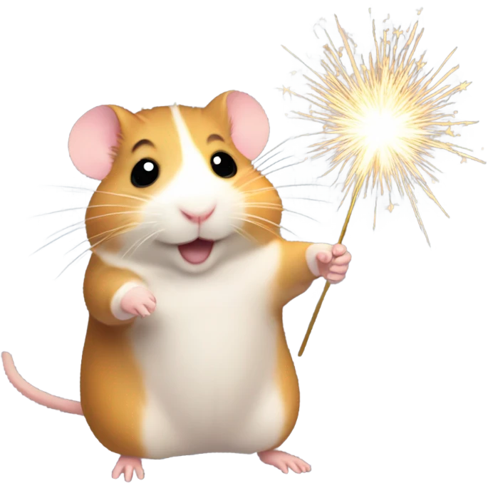 Christmas hamster with sparkler emoji