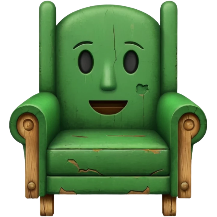 green chair with face emoji