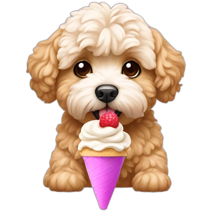 Maltipoo eating ice cream emoji