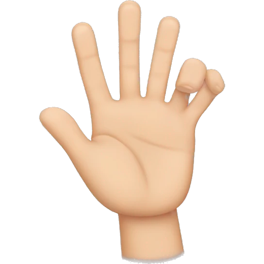A hand with the thumb, index, middle and little fingers on top and the ring finger hidden emoji