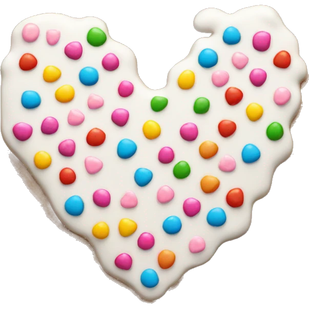 Heart shaped gingerbread cookie with icing and sprinkles emoji
