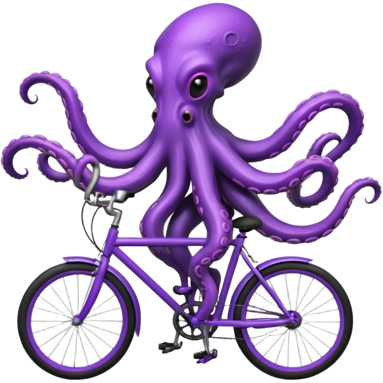 tentacle alien riding a bicycle, octopus-like alien using tentacles to steer, weird but cute anatomy, sci-fi fantasy vibe, 3D cartoon, mobile game icon style, clean background, no text, no watermark
 emoji