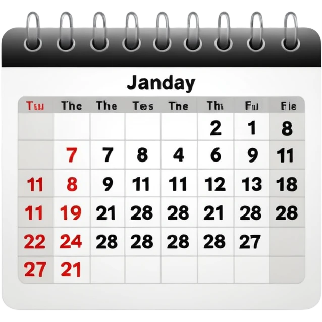 calendar, first page, day 1 emoji