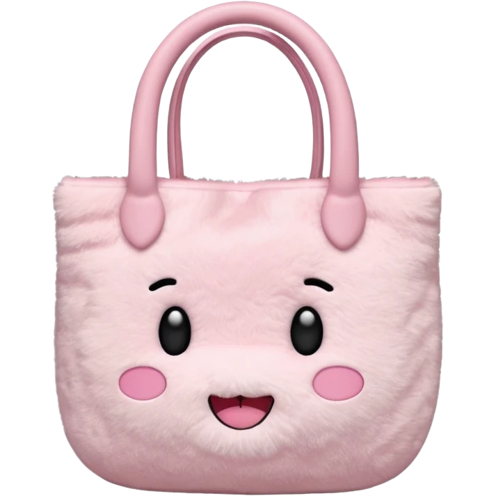 Aesthetic pink plush tote bag without face emoji