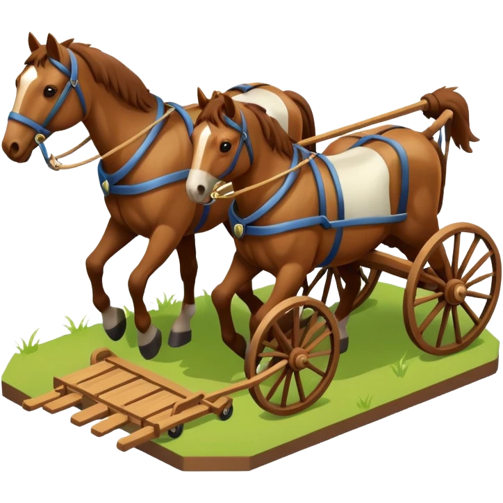 isometric horses with a cart emoji