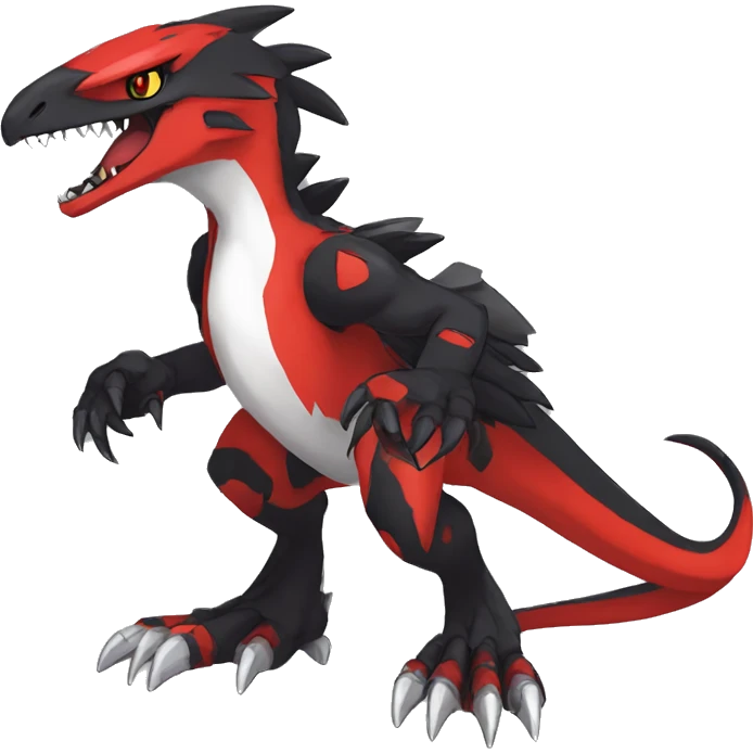  Cool Edgy Black Red White Digimon-Fakemon-Raptor-Reptile full body emoji