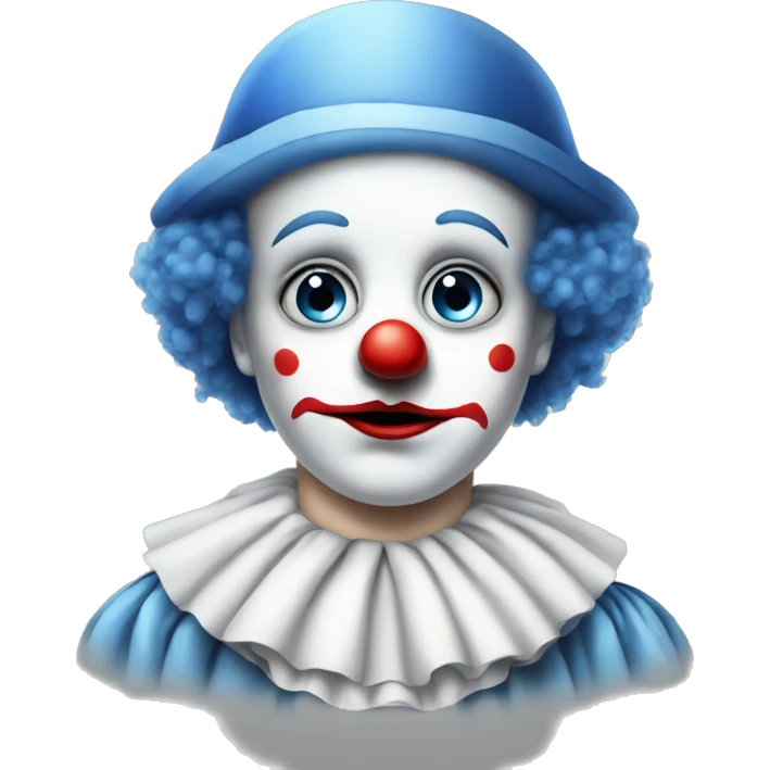 Sad clown Pierrot with blue eyes  emoji