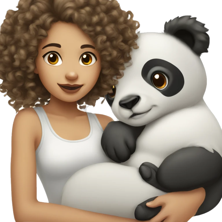 Long curly haired lightskin girl with cute panda emoji