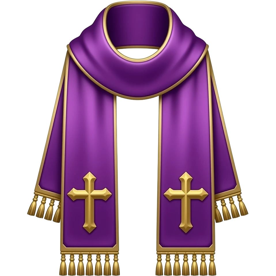 A purple Catholic priest’s stole with cross details at the ends. emoji