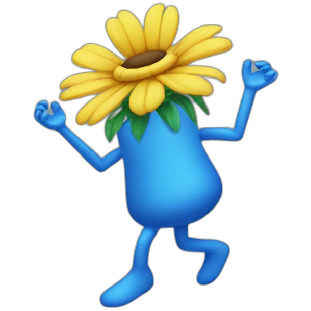 flower head with blue body dancing emoji