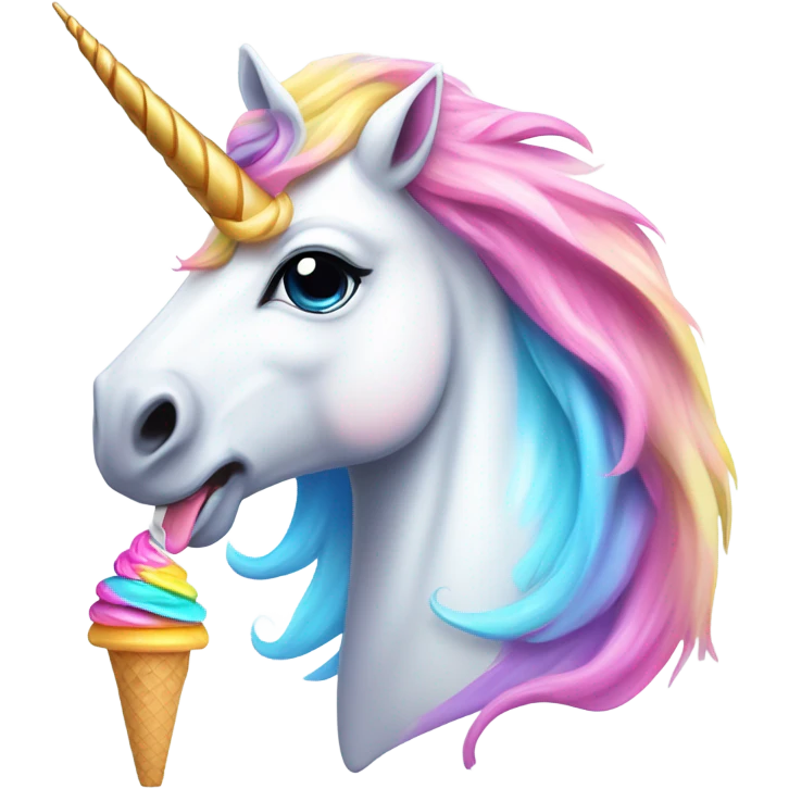 Unicorn with an ice cream  emoji