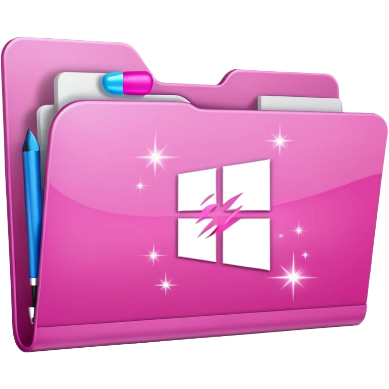 windows 10 folder light sparkles pink plain with brush logo emoji