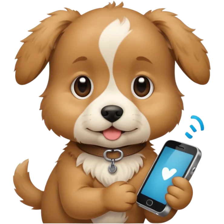 puppy with phone emoji