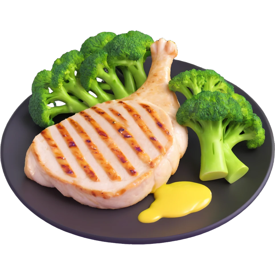 single keto meal: grilled chicken breast with broccoli and olive oil emoji