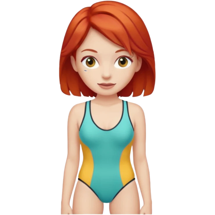 woman in bathing suits with red hair emoji