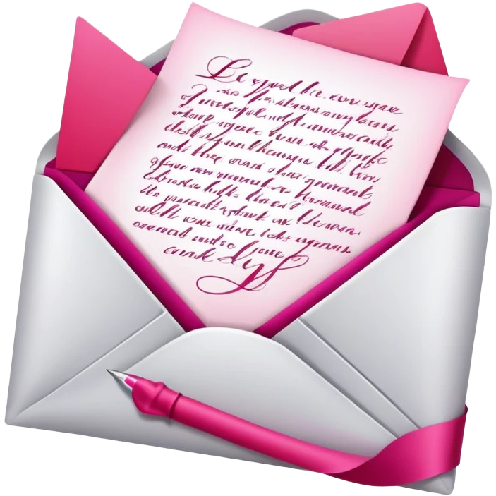 Romantic Red Pink Magenta White Silver Aesthetic Love Letter emoji